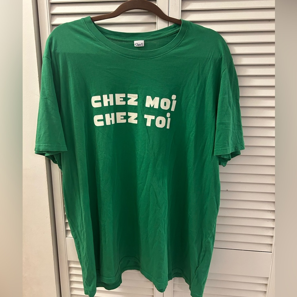 Clare V Chez Moi Chez Toi Green Graphic Tee - 2XL - Picture 2 of 6